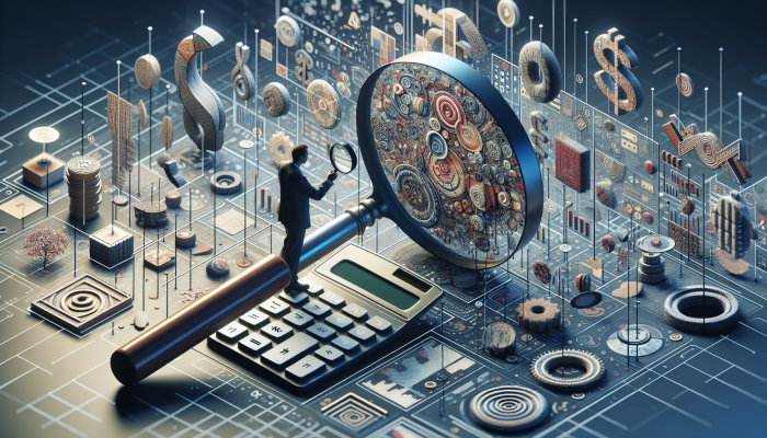 How Debt Consolidation Influences Savings Goals: A Comprehensive Guide | DCL Individual examining financial document with a magnifying glass, surrounded by bills and a calculator, evaluating debt consolidation terms.