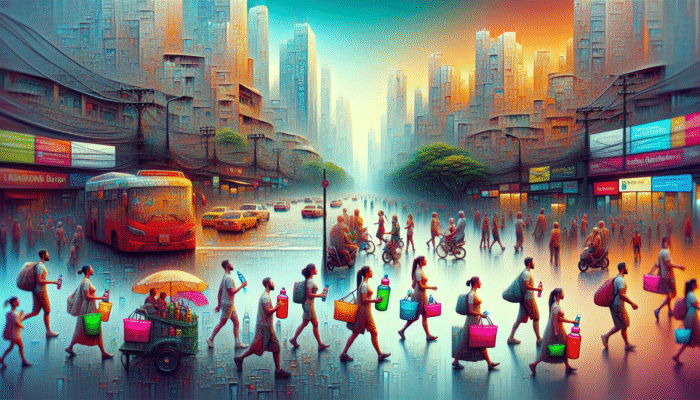 People in Bangkok and New York enjoying colourful hydration supplements on the move.