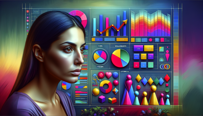Person analysing Google Business Post metrics dashboard with graphs and various post types.
