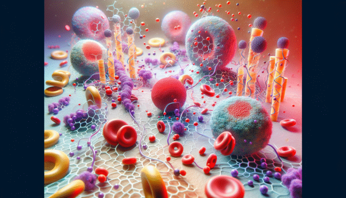 Illustration of nitric oxide diffusion from endothelial to smooth muscle cells, causing vasodilation and improved blood flow.