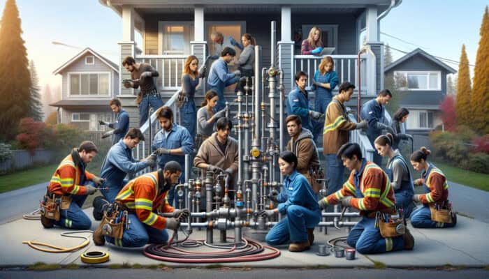 Natural Gas Line Services in Kitsilano Vancouver: Experienced technicians in Kitsilano, Vancouver, working on natural gas lines to ensure safety and efficiency.